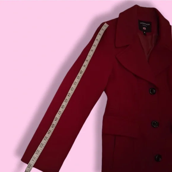 LONDON FOG Red Peacoat NWT Women's Medium Wool Coat Single-Breasted Jacket New - Picture 9 of 15